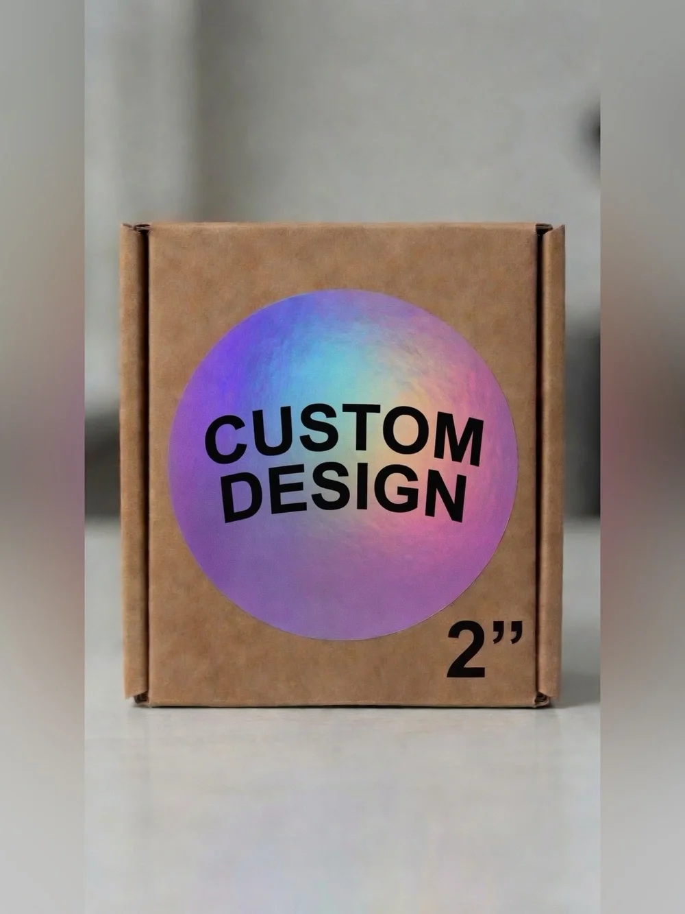 Custom 2” Round Purple Holographic Stickers-100Ct.